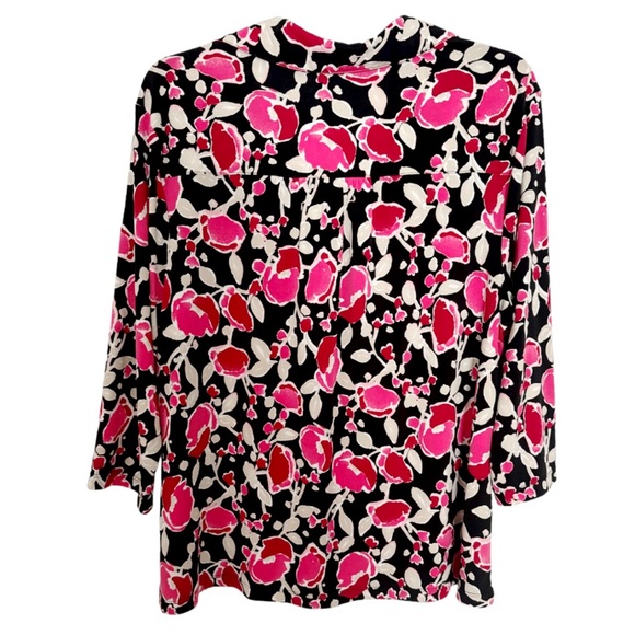 Alfani Tunic Collared Long Sleeve Black & Pink Floral  Size 2X - Picture 5 of 16